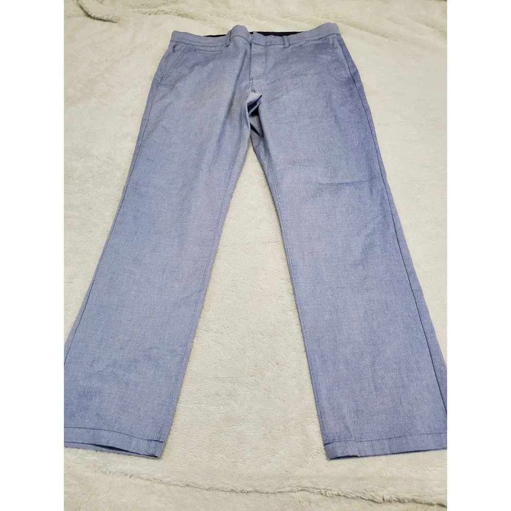 J. Crew Blue Mid Rise Stretchy Pants Men 34x30 Classic Casual Minimalist Capsule